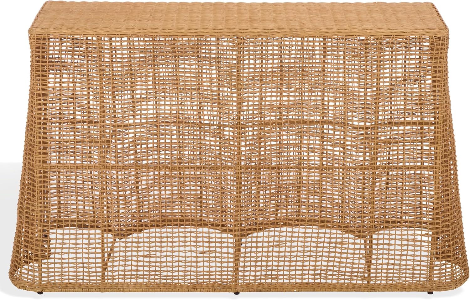 SAFAVIEH Couture - Jilliette Natural Rattan Console Table - Handwoven Boho Coastal Design - Sculptural Base - Fully Assembled - Ideal for Entryway, Living Room, 52" W x 19.3" D x 31.5" H (CWK3024A)