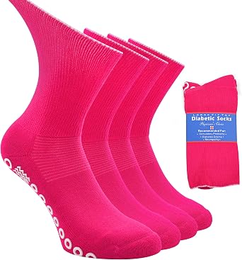 Socks Daze Non-Skid Diabetic Socks for Men Women with Grips, Non-Binding Crew Circulation Half Cushioned Non Slip Socks