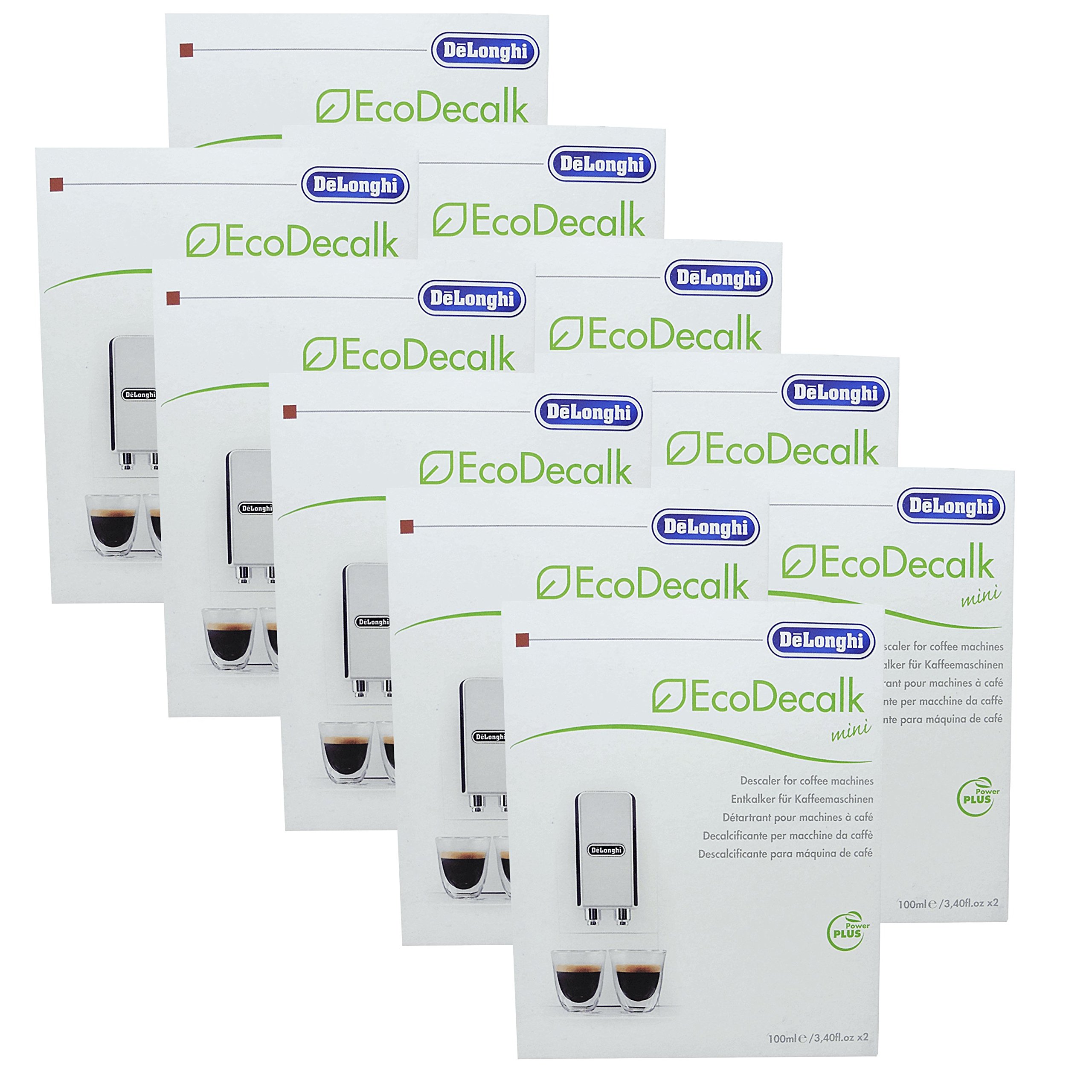 DeLonghi Eco Decalk Mini zestaw 10 sztuk, 2 x 100 ml do ekspresów do kawy, ekspresów do kawy, ekspresów do kawy przelewowych, urządzeń do czyszczenia parą i stacji parowych