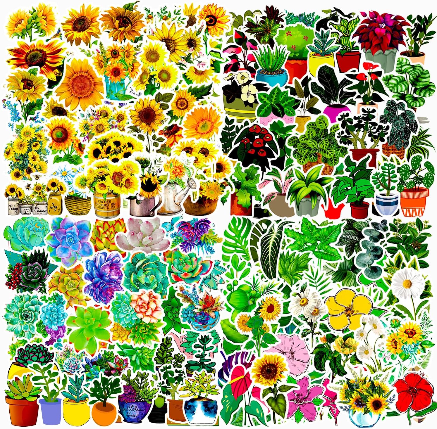 Stickers for Water Bottles 200 Pcs VSCO Sticker Packs Flower and Plant Theme Waterproof Vinyl Decals Aesthetic Stickers for Kids Teens Adult for Phone Chrome Books Scrapbook Laptops Cup Binders Moped