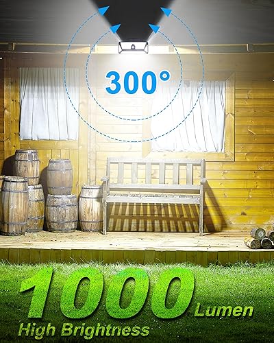 Miniatura 2 de Luces solares grandes con clip para exteriores, 208 LED de 1000 lúmenes, luz solar de seguridad brillante con sensor de movimiento, montaje de 3