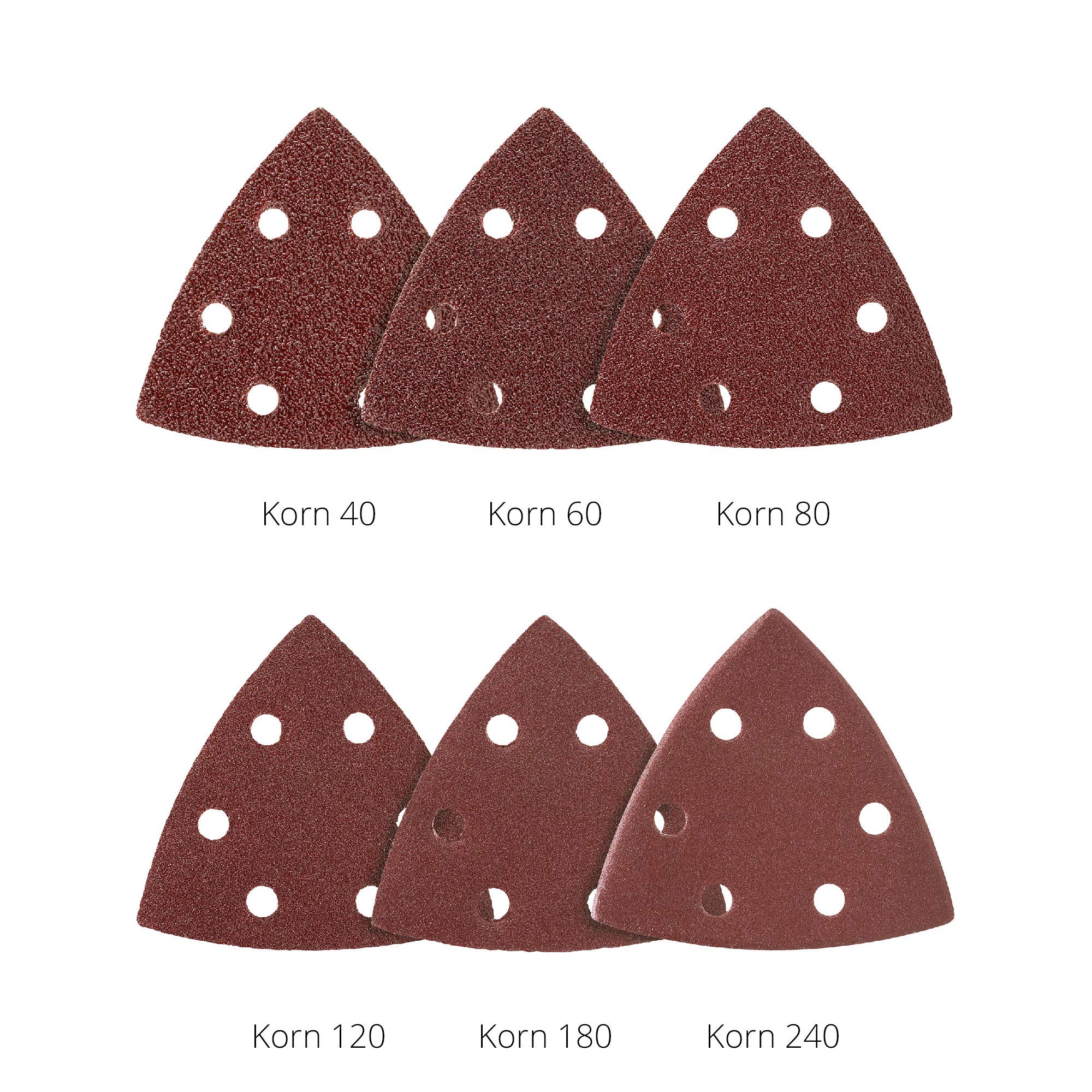 Triangoli Abrasivi Prio │ 50 pezzi │ 6 fori │ 93 x 93 x 93 mm │ grana 120 │ per levigatrici delta │ Fogli Abrasivi │ Abrasivi Triangolari │ Carta Abrasiva