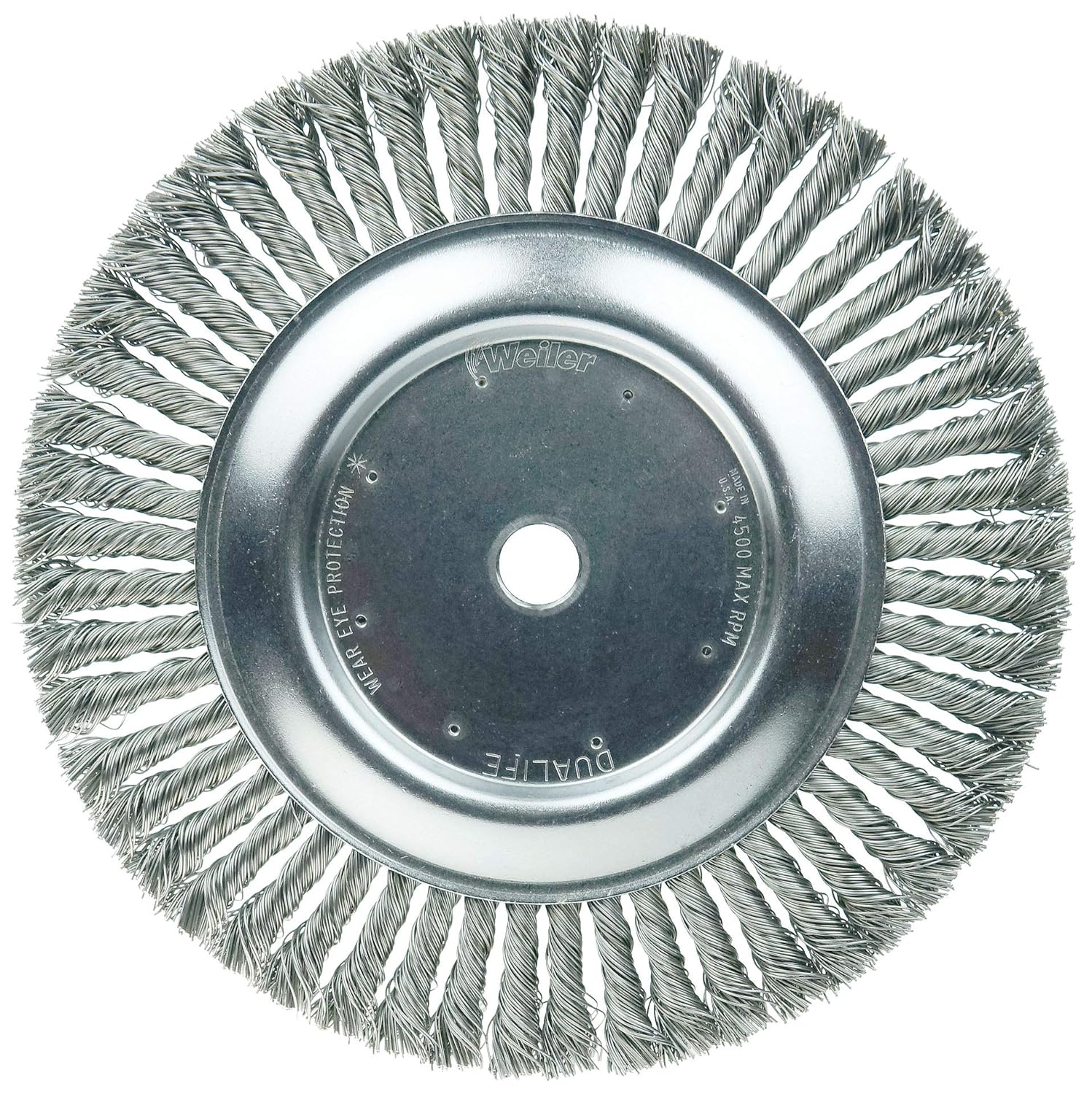Weiler 08565 6" Cable Twist Knot Wire Wheel, .023" Steel Fill, 5/8"-1/2" Arbor Hole, Made in the USA