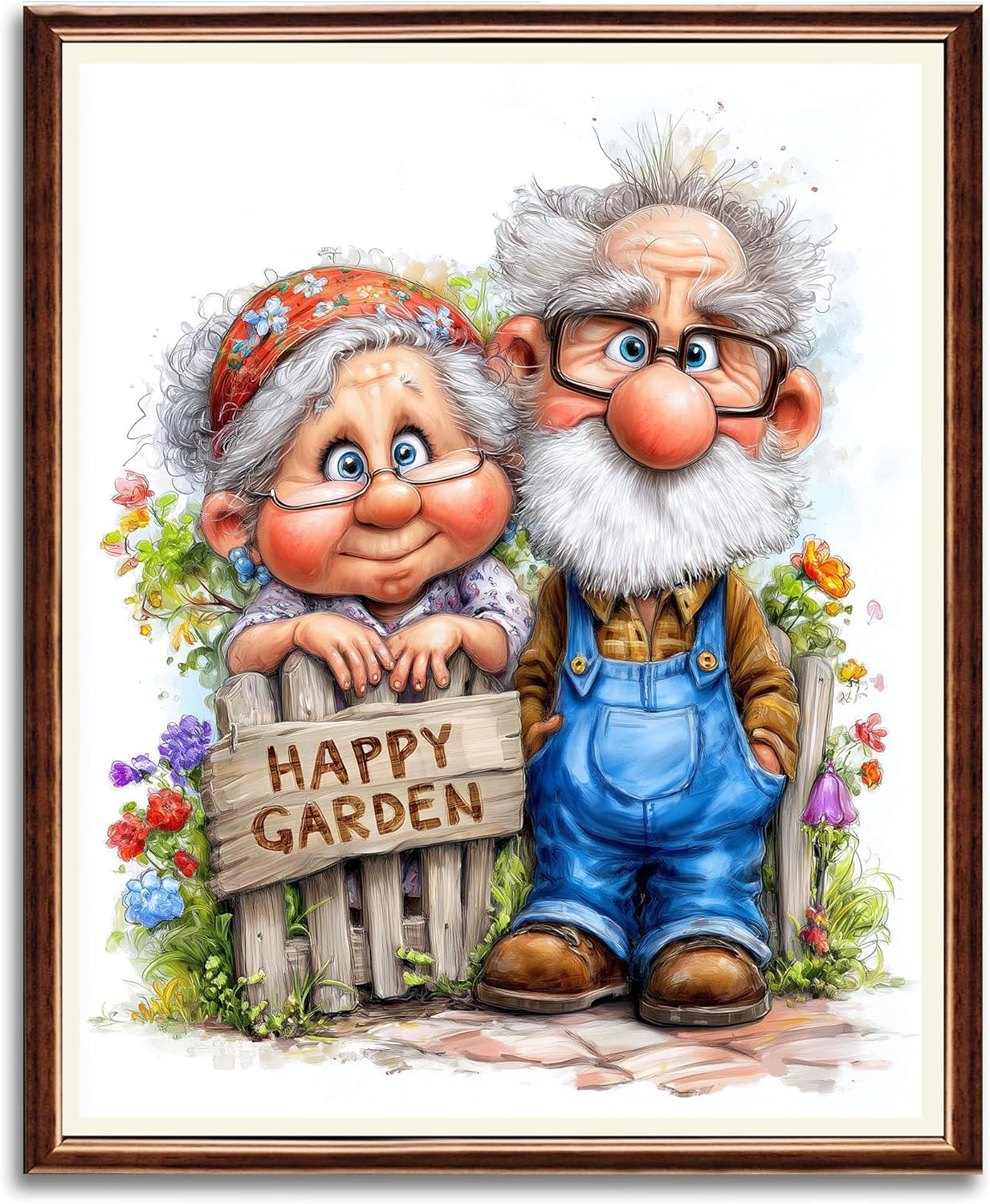 Grandpa and Grandma Counted Cross Stitch Kits for Adults Garden Embroidery Starter Patterns Farm Gardening 11CT DIY Printed Cross Stitch Kit for Beginner Embroidery Kits Arts and Craft16x20inch