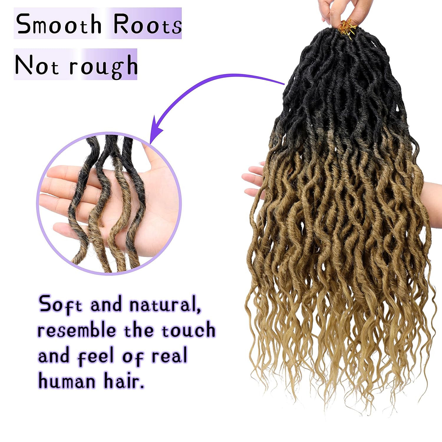 Faux Locs Crochet Hair 12 Inch 6 Packs Goddess Locs Crochet Hair for Women Soft Locs Pre Looped Crochet Braids with Wavy Curly Ends Queen Locs Synthetic Braids Extensions (OT27#)