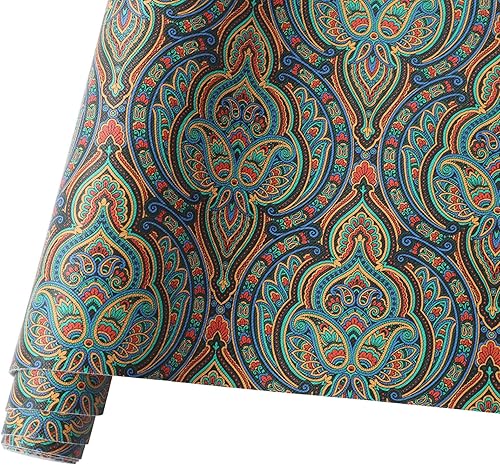 Vista 7 de Picheng Hojas de piel sintética de flores de cachemira: Rollos de piel sintética de cachemira de anacardo de 13.8 x 53 pulgadas (13.8 in x 53.1 in)