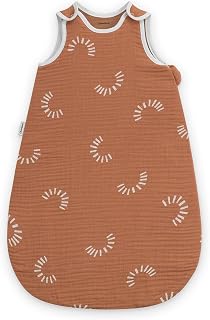 Ehrenkind® Baby Sommerschlafsack Rund Musselin 0.5 TOG | aus weicher OEKO-TEX zertifizierter Bio-Baumwolle | Sommer Baby Schlafsack Baby 0.5 TOG Gr. 62/68 Zimt Gemustert