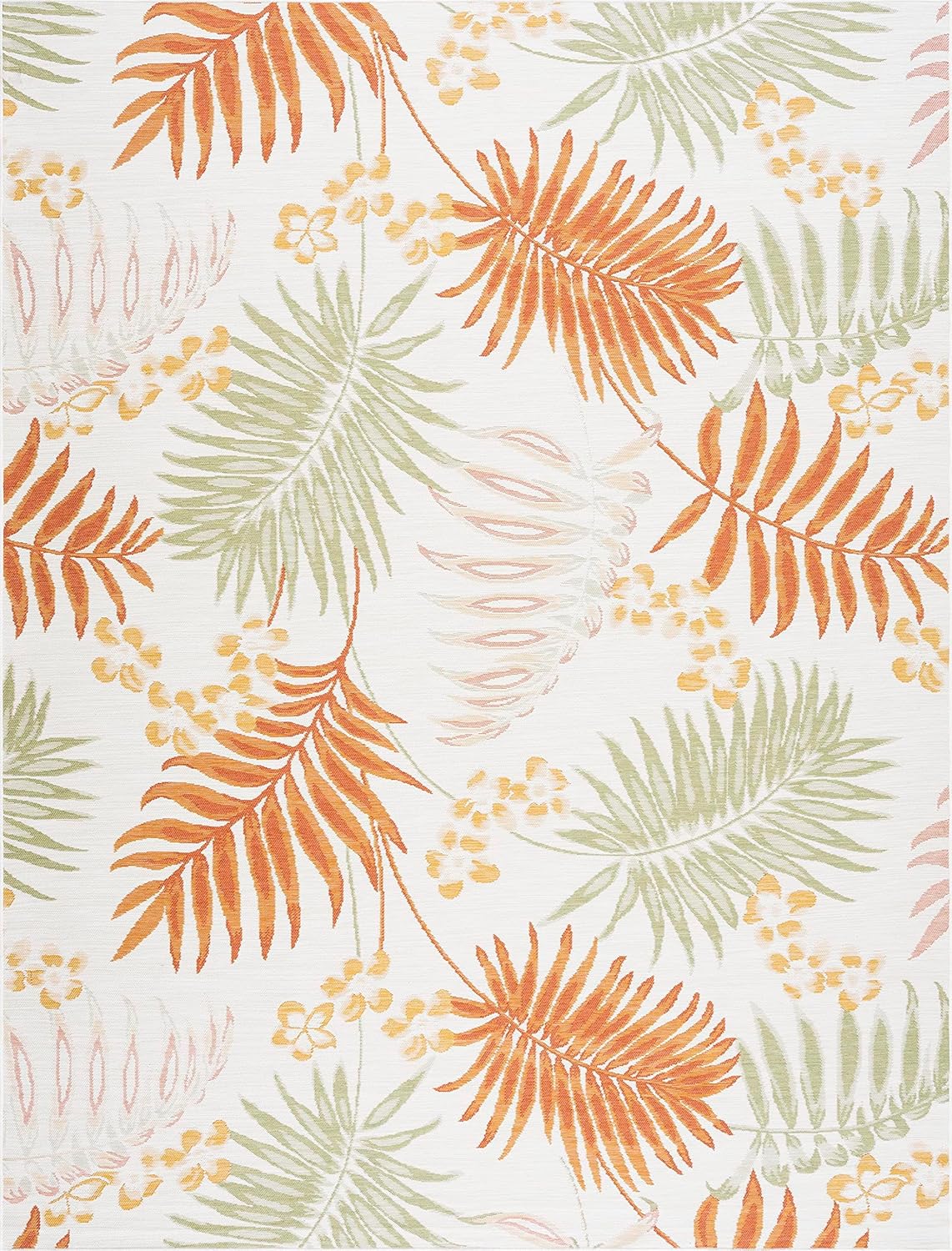 Double Sided, Water Resistant Indoor Outdoor Rug 5x7 | Outdoor Rugs for Patio, Deck, Porch, Entryway | Fade Resistant Outside Area Rug | 5'3'' x 7'3'' Orange | Floral, Tropical or Geometric