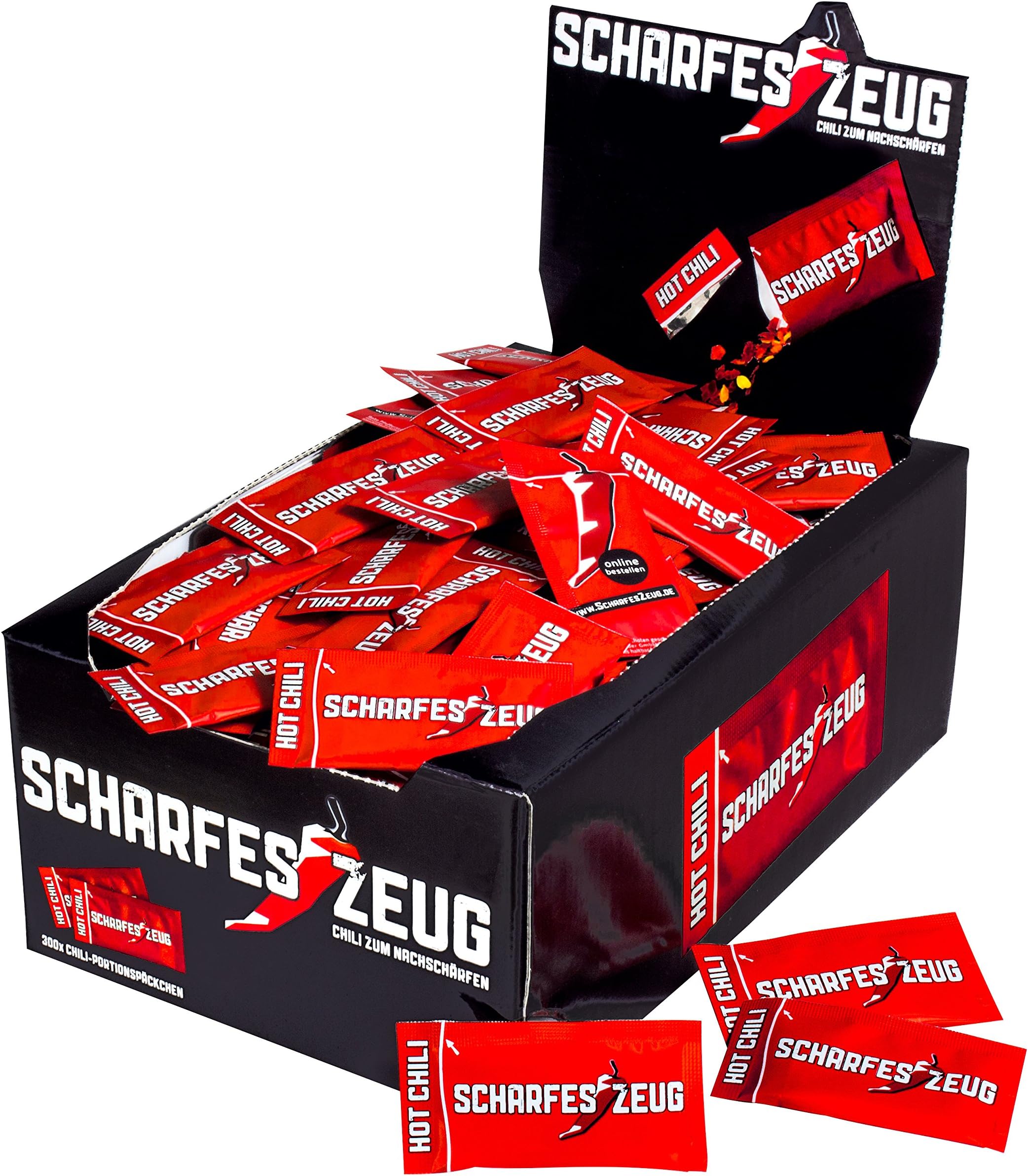 Hot chili sachets - Box of 300 portion packs grinded crushed chili - 50.000 Scoville