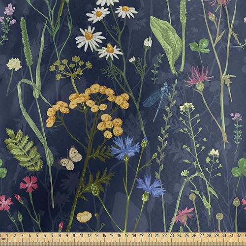 Miniatura 562 de Lunarable - Tela para amantes de perros de The Yard, patrón divertido de animales de dibujos animados en posiciones caprichosas estirando y Beige y