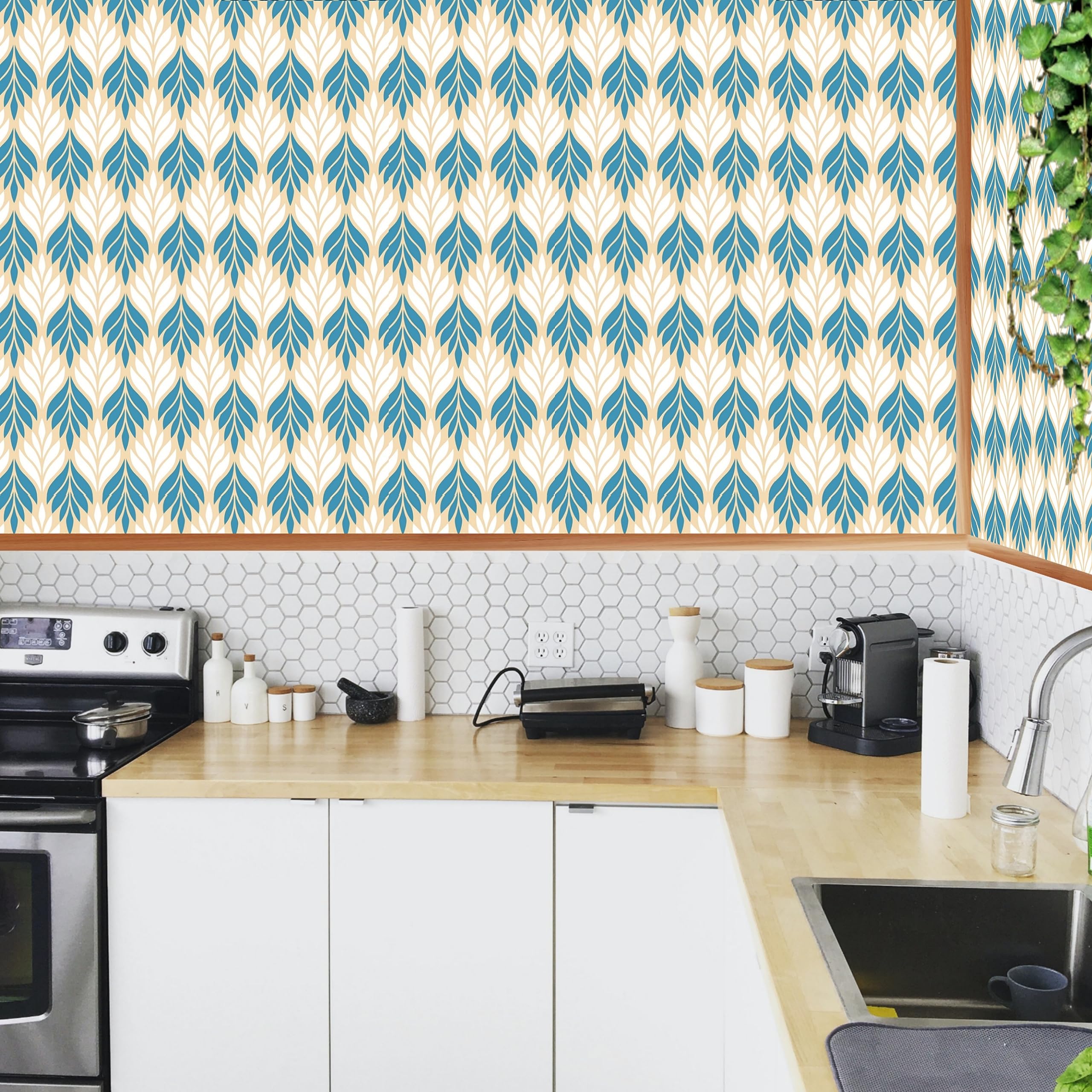 S.R.Collection 200X45CM Lotus Leaves Blue Pattern SELF Adhesive Wallpaper for Bedroom Kitchen Hall Peel and Stick Vinyl Wallpaper-9 SQFT Approx (B0CRBC61WP) Amazon Price History, Amazon Price Tracker