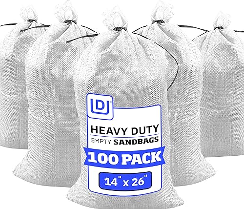Miniatura 20 de DURASACK Bolsas de arena resistentes con cuerdas de amarre, bolsas de arena de polipropileno tejidas vacías para control de inundaciones con 1600