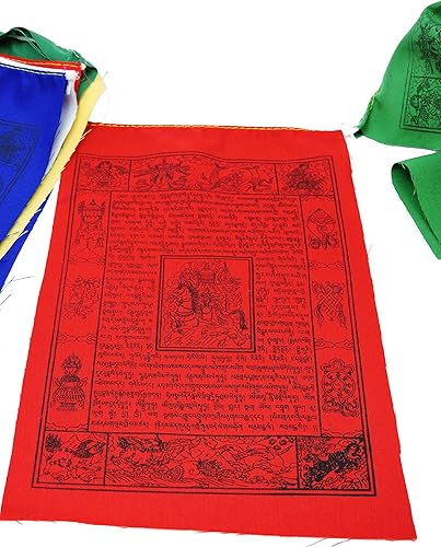 Miniatura 4 de Banderas tibetanas de oración, caballo de viento, ocho símbolos auspiciosos, juego de 10 banderas