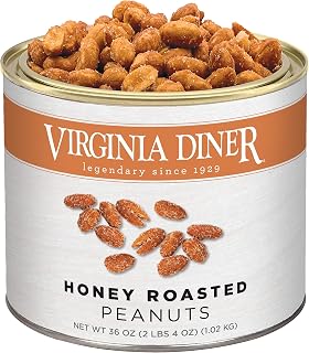 Virginia Diner Extra Large Honey Roasted Virginia Peanuts, Gourmet XL, Non-GMO, Heart Healthy, 36 Oz Tin, 2.25 Pound (Pack of 1)