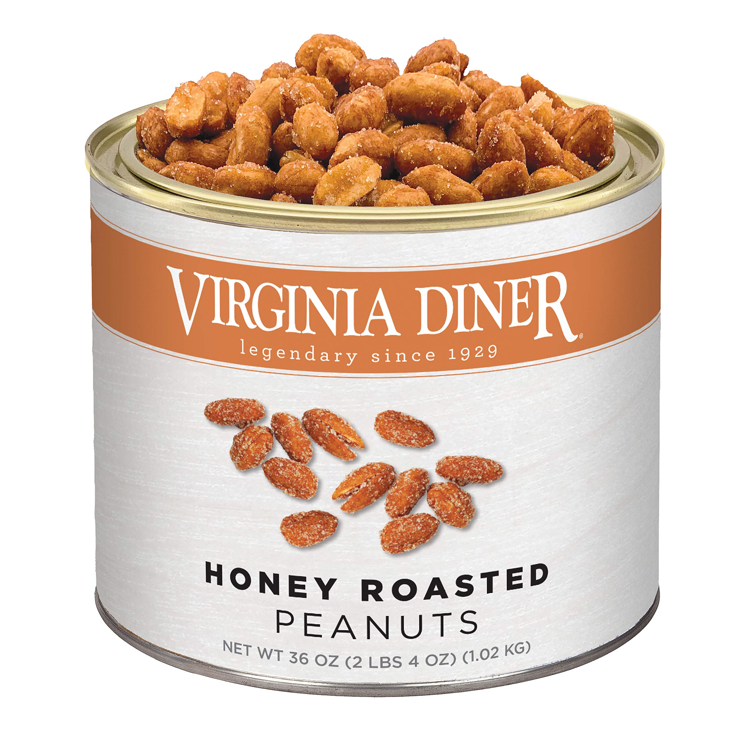Virginia Diner Extra Large Honey Roasted Virginia Peanuts, Gourmet XL, Non-GMO, Heart Healthy, 36 Oz Tin, 2.25 Pound (Pack of 1)