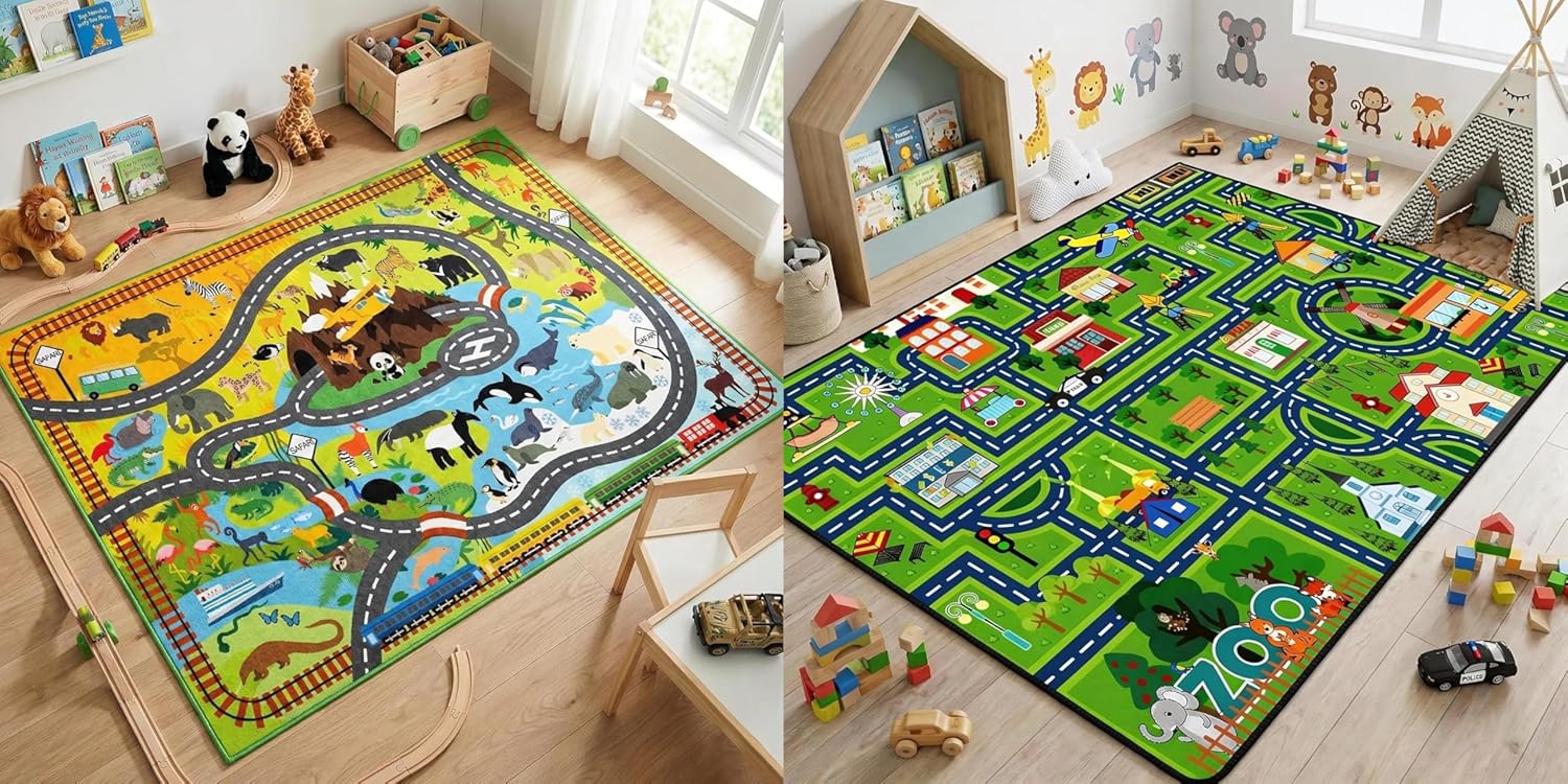 4.5x6 Feet Car Rug+ 3x5 Feet Education Town Map