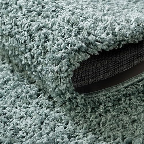 Miniatura 4 de Rugs.com - Alfombra de la colección Über Cozy Solid Shag – Alfombra de pelo largo azul pizarra clara de 8 x 10 pies, perfecta para salas de estar,