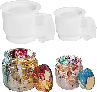 PieceCircle 2 Set Resin Jar Molds, Jar Silicone Molds for Resin with Lid, Epoxy Resin Casting Molds for DIY Storage Bottle, Candy Container, Candle Holder, Home Decoration Epoxy Resin Casting Craft