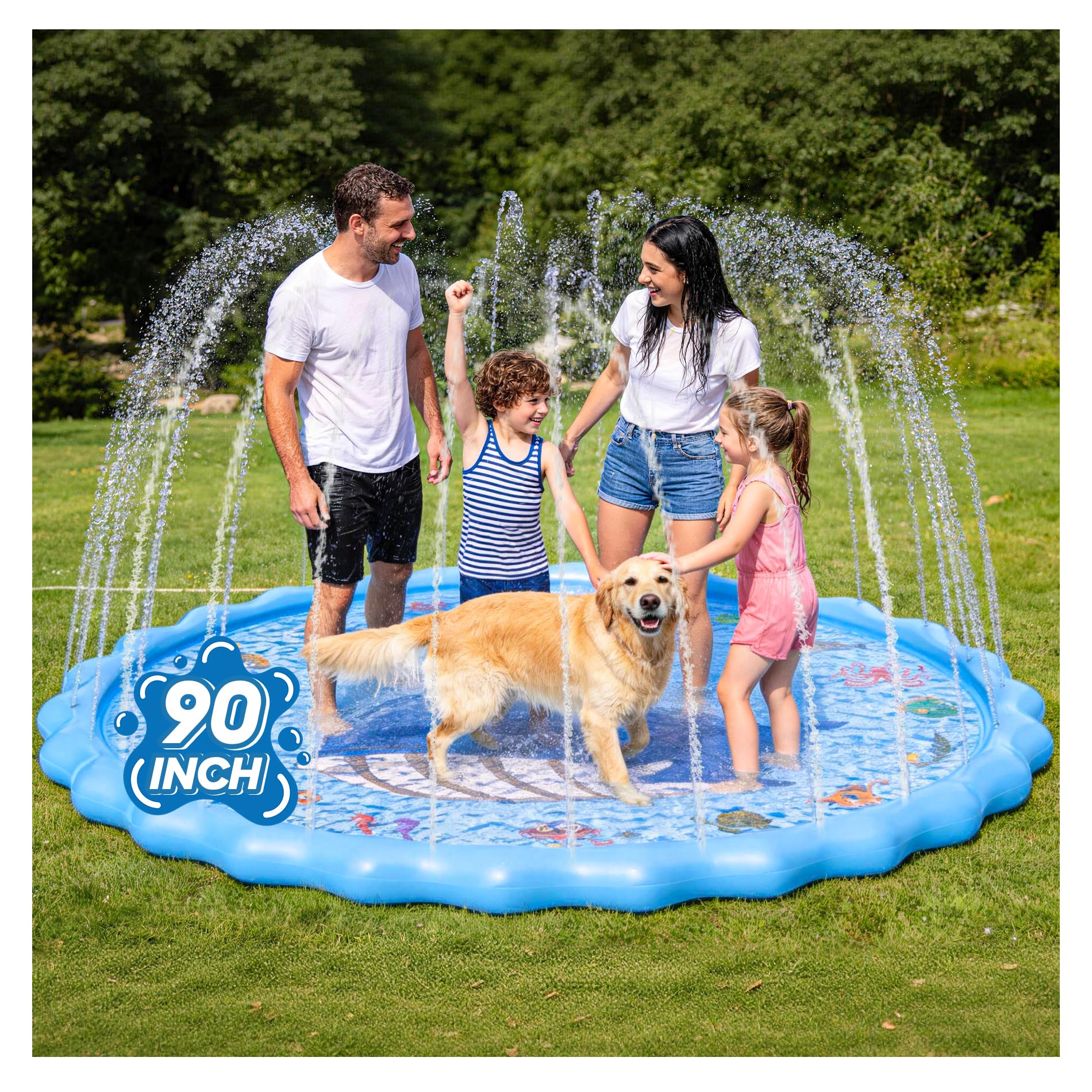 BerrysParadise 90 inch Inflatable Splash Pad