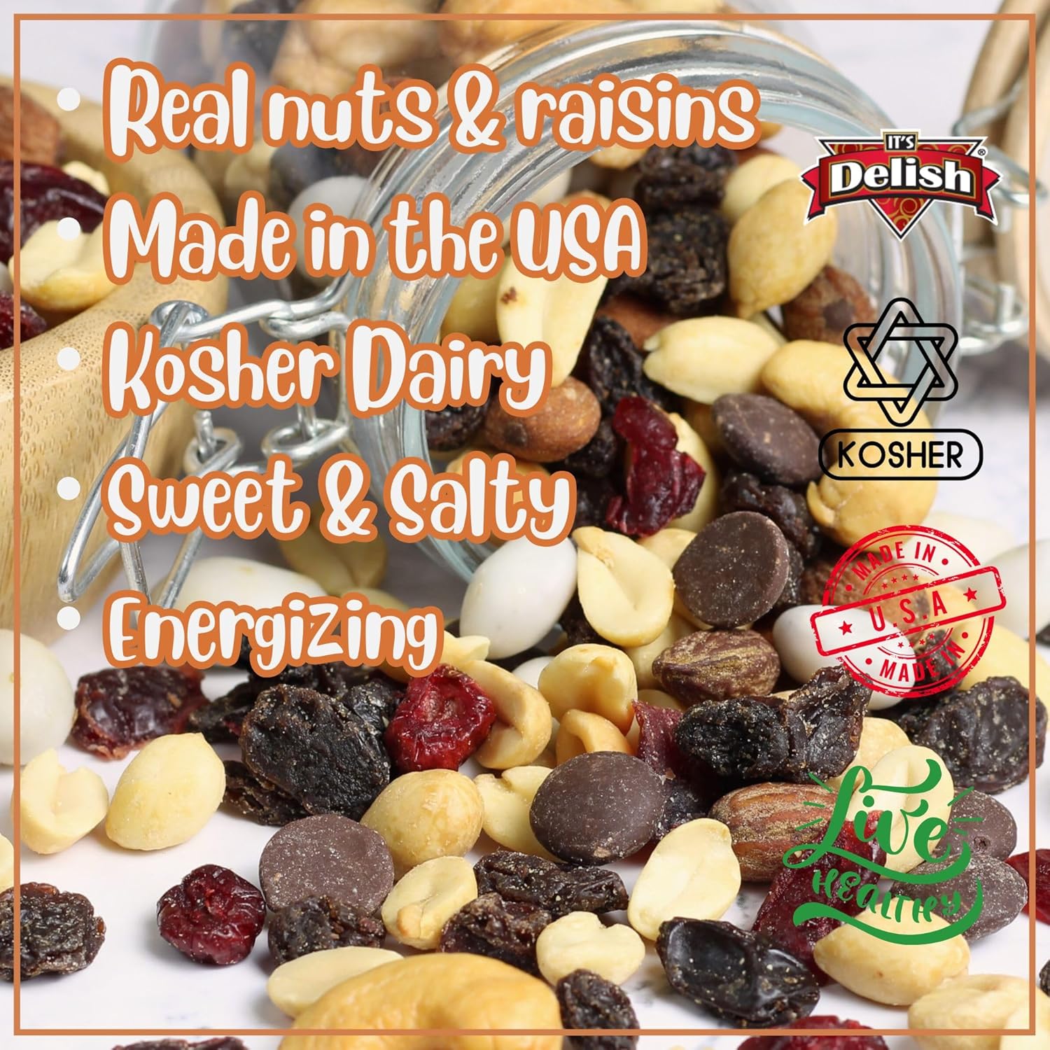 Deluxe Trail Mix with Greek Yogurt, Chocolate, Fruit and Nuts by Its Delish, 10 Lbs Bulk Bag | Healthy Mix of Greek Yogurt Coated Raisins & Dark Chocolate Chips, Sweet & Salty Snack | Kosher Dairy