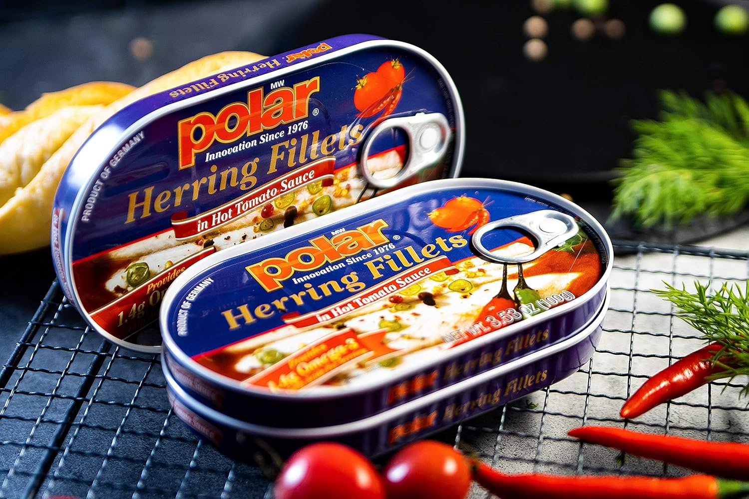 MW Polar Herring, Hot Tomato Sauce, 3.53-Ounce (Pack of 18)