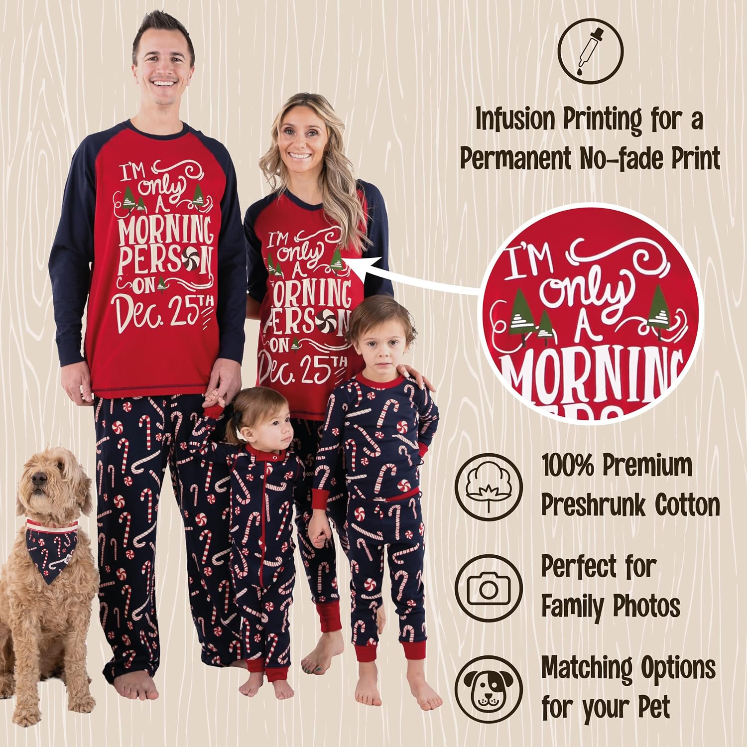 Lazy One Matching Christmas Pajamas for Family, Cute Matching Christmas PJs for Family, Adults, Teens, Kids, Babies & Dog PJs