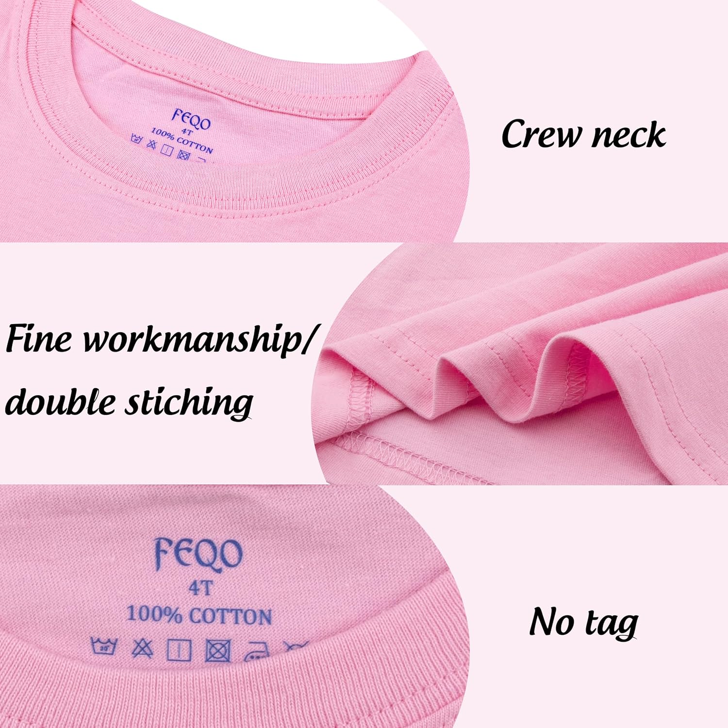 FEQO 6 Pack Toddler Girls Short Sleeve T Shirts Cotton Tees Summer Tops T-Shirt for Toddlers 2-5 Years - Image 5