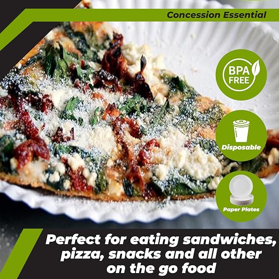 Concession Essentials Paper Plate, 9 White Uncoated 100ct