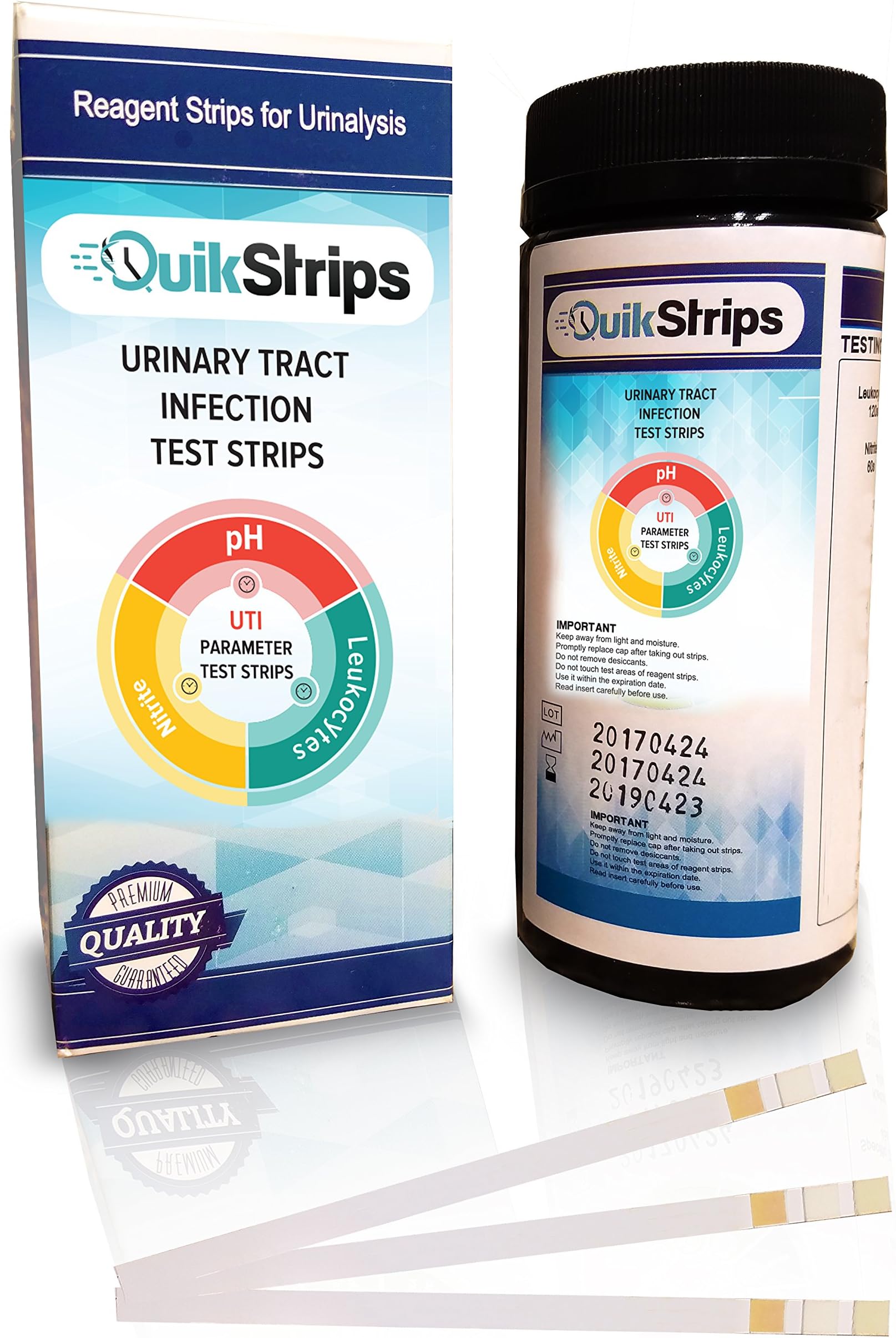 Urinary Tract Infection Urine Test Strips 120ct, UTI Test Kit Detects Leukocytes Nitrite pH, Urinalysis Strips for Home Testing by Quik Strips