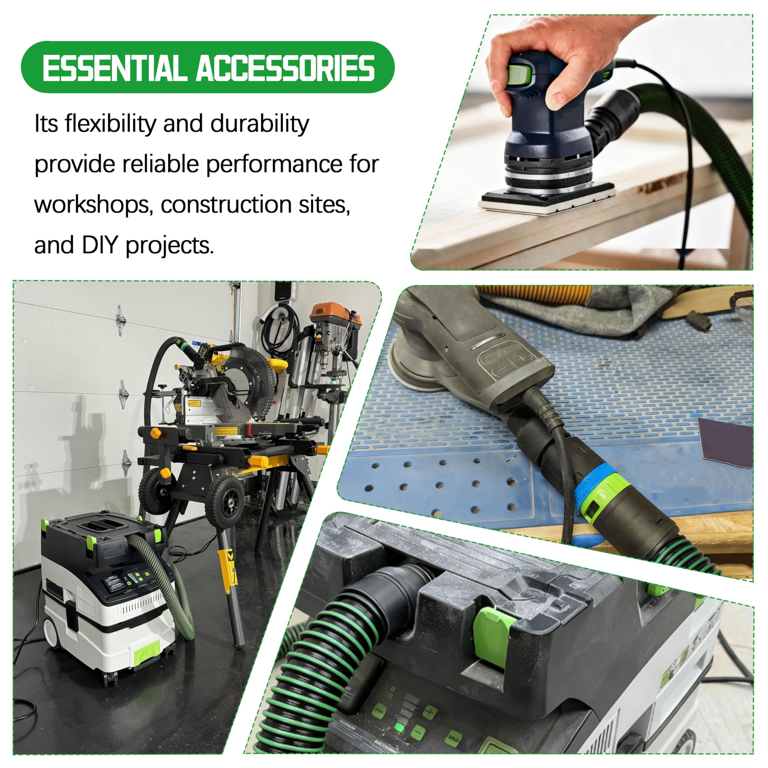 Tuyau Aspiration D27/32 X 3,5m - Compatible Festool, Ponceuses, Scies - Pour Aspirateur D'atelier
