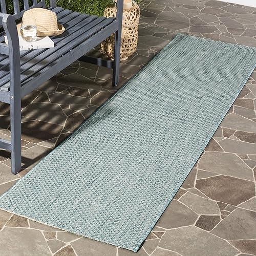 Miniatura 2 de SAFAVIEH - Colección Courtyard CY8521 - Alfombra de pasillo de 2 pies 3 pulgadas x 8 pies, color aguamarina y gris, para interiores y exteriores,