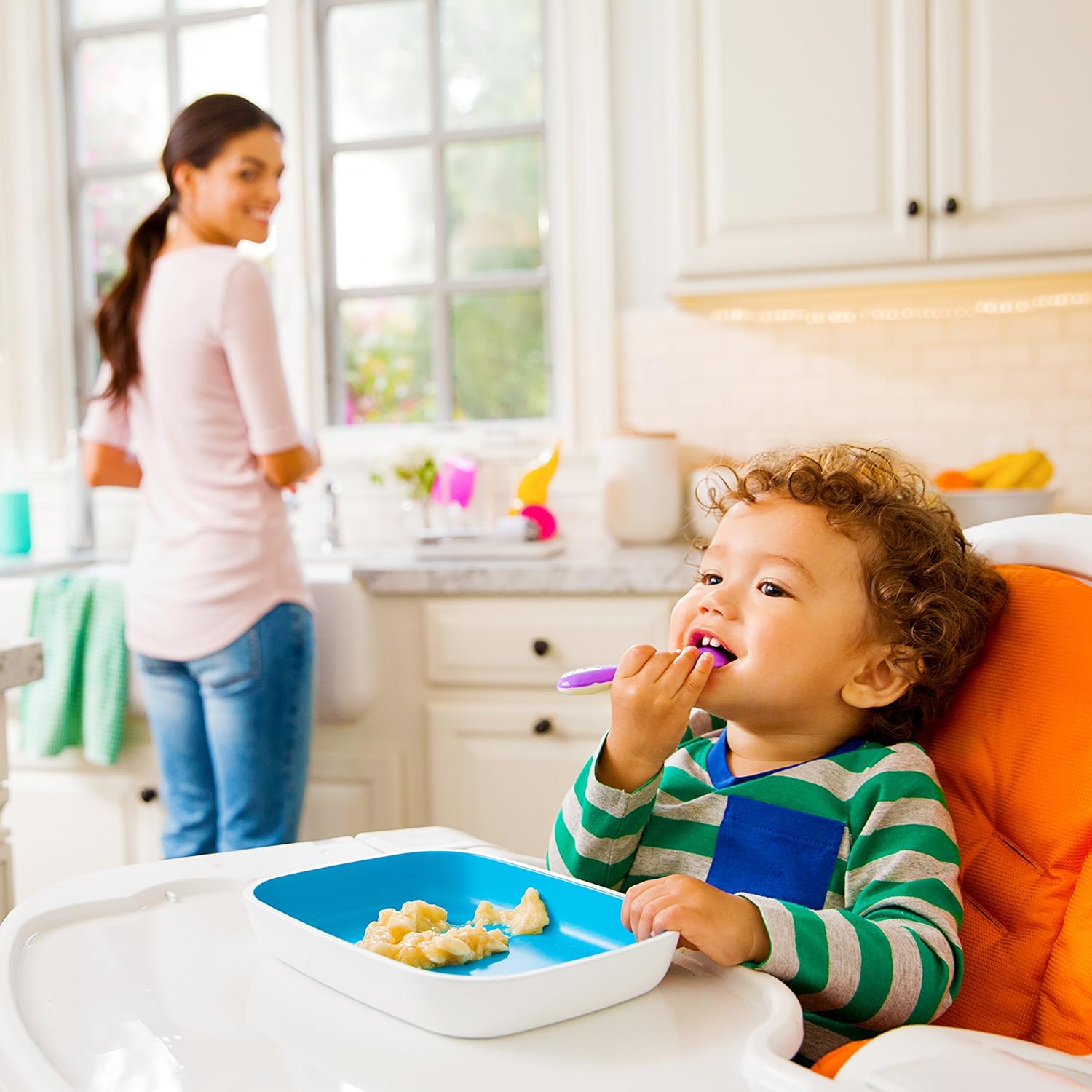 Munchkin Splash 4 Piece Toddler Plates, Blue/Green : Baby