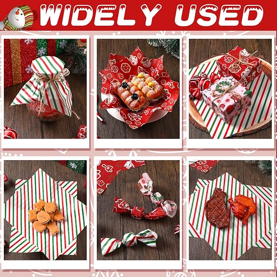 Tinlade 150 Pcs Christmas Wax Paper Sheets for Food Wrapping Paper Sheets