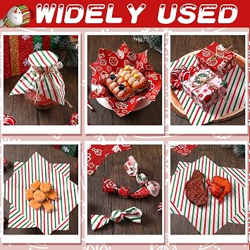 Tinlade 150 Pcs Christmas Wax Paper Sheets for Food Wrapping Paper Sheets