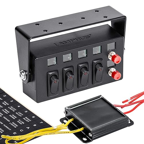 Miniatura 1 de LAMPHUS SWBX42 caja de interruptor retroiluminado LED 4x25A ENCENDIDOAPAGADO interruptores basculantes 2interruptores momentáneos Soporte giratorio