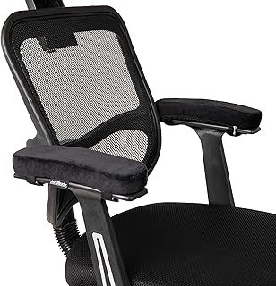 Mind Reader Air-Cloud Memory Foam Armrest Pads, Office & Gaming Chair Arm Rests, Elbow Support with Washable Cover, Black