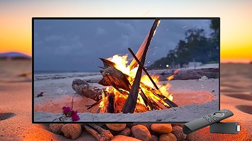 Sandy Beach Bonfire Glow - Transforme sua TV Fire e seu tablet em um refúgio litorâneo relaxante - S