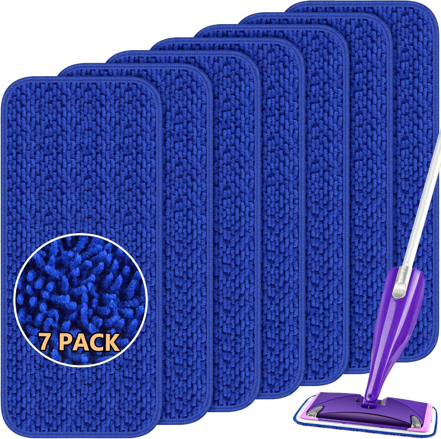 Reusable Mop Refill Pads for Flash Powermop (7 Pack) Spray Mop Absorbing Mopping Microfibre