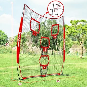 BaseGoal 8ft Football Nets with 4 Target Pockets for Improving Accuracy Throwing