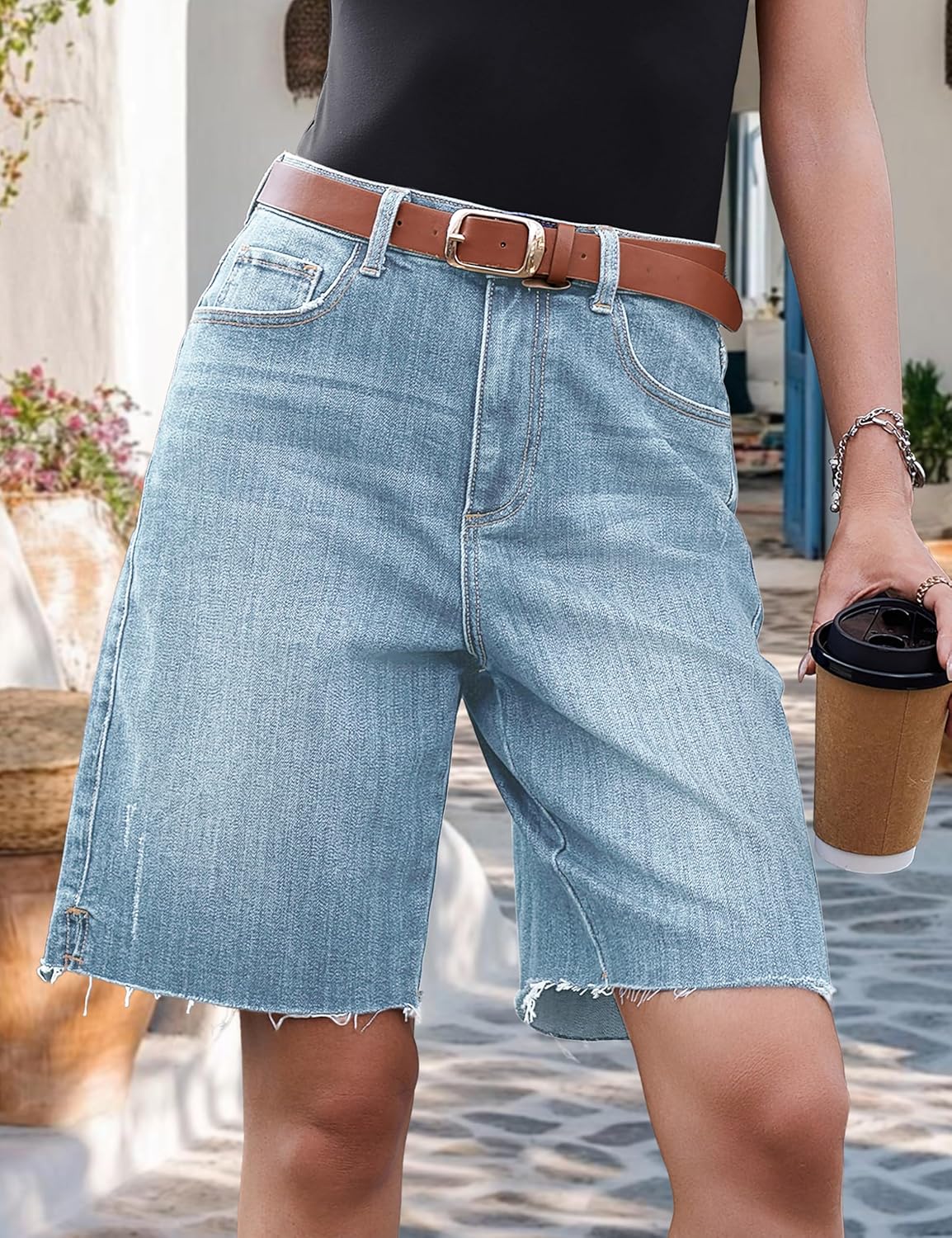 YUCOLEN Women's Jorts Baggy High Waisted Jean Shorts Ripped Denim Bermuda Shorts Y2K Shorts - Image 2