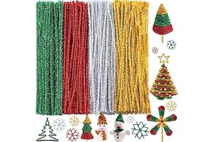 WILLBOND 400 Pieces Christmas Pipe Cleaners Craft Pipe Cleaners Glitter Chenille Stems...