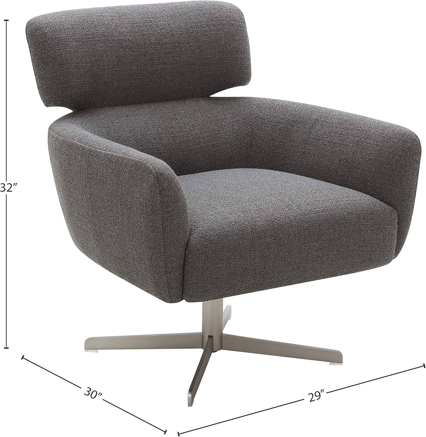 Amazon Brand – Rivet Adrienne Swivel-Base Contemporary Living Room Chair, 29W, Flannel Grey