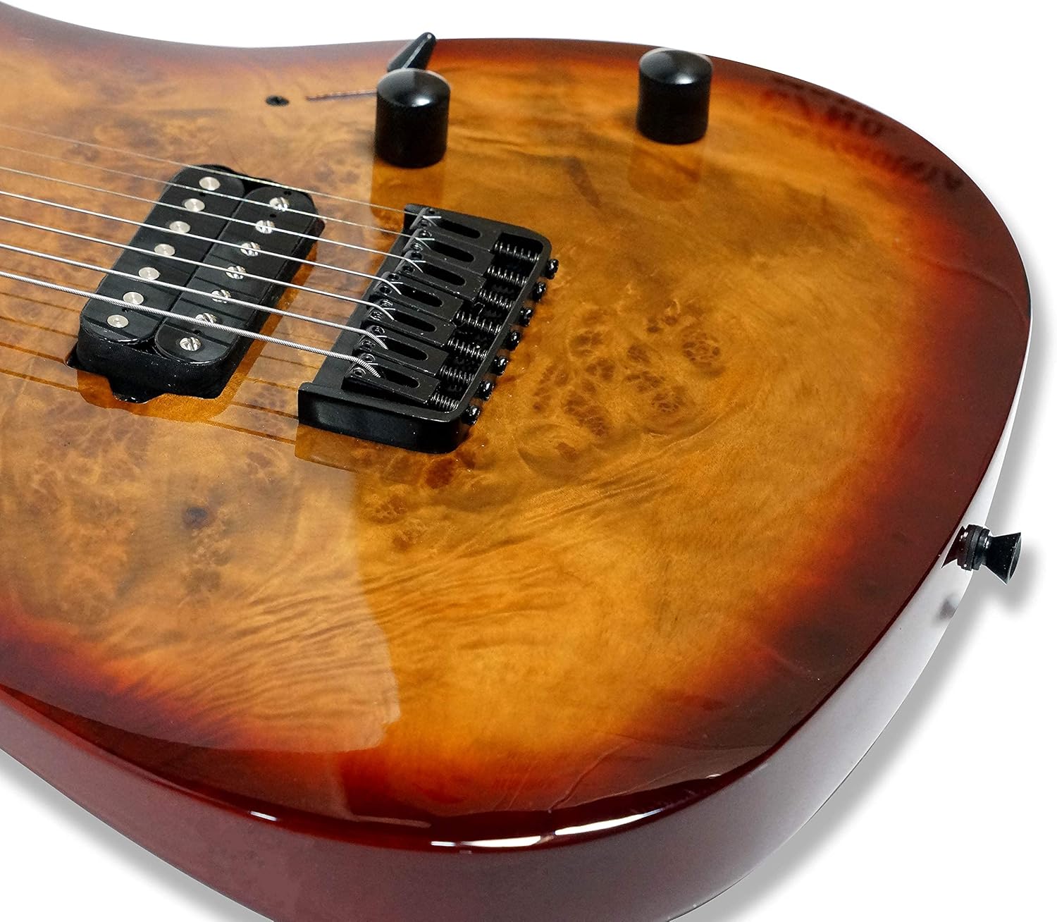 TARIO 7 String Electric Guitar Bolt_On Maple Neck Poplar Wood Body (Burl poplar top body)