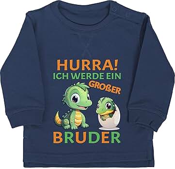 Baby Body Langarm - Hurra Endlich Großer Bruder Mit Dino Motiv