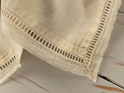 Miniatura 3 de Eight Owls Servilletas de lino  Juego de 4  Borde de flecos de punto vainica  20 x 20 pulgadas  100% lino francés  Servilletas de tela de lino puro,