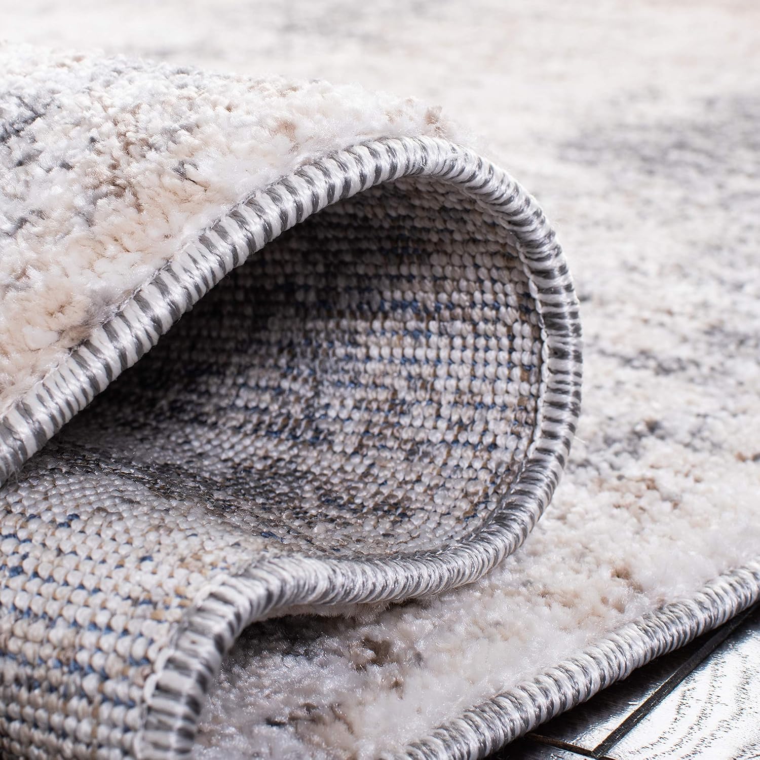 SAFAVIEH Aston Collection Area Rug - 9' x 12', Ivory & Grey, Modern Abstract Design, Non-Shedding & Easy Care, Ideal for High Traffic Areas in Living Room, Bedroom (ASN713A)