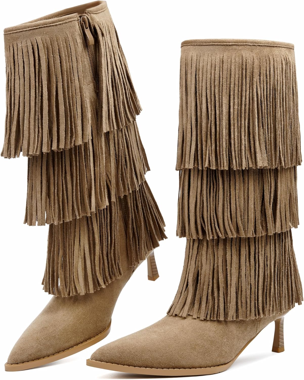 Vertundy Women's Fringe Boots - Fashion Suede Design