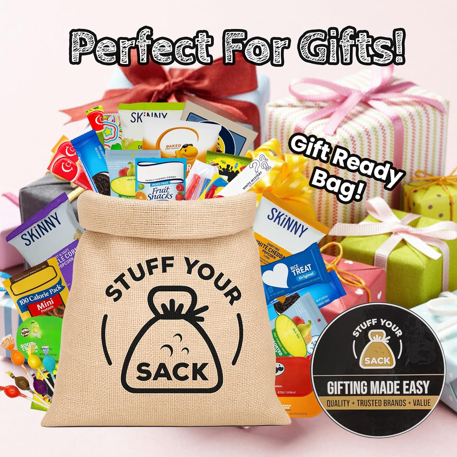 Nut-Free Snacks Variety Pack – 60 Count Peanut-Free and Tree Nut-Free Snack Box for Kids – Individually Wrapped Cookies, Crackers, Chips and Candy – Allergy Friendly School Snack Pack by Stuff Your Sack