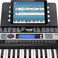 Vista 6 de RockJam - Piano de teclado de 54 teclas con fuente de alimentación, soporte para partituras, calcomanías para notas de piano y lecciones
