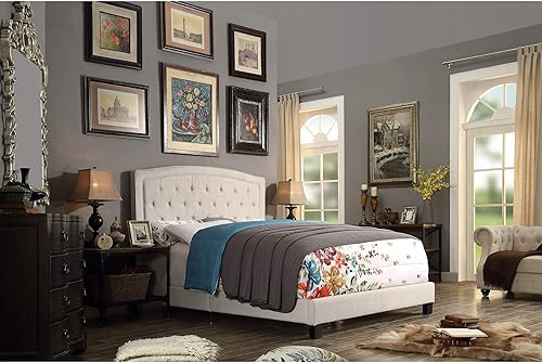 Rosevera Gabriel - Cama con plataforma, tamaño Queen, color beige Beige,Gris,Gris humo,Carbon,Textil Beige,Carbón vegetal,Beige clásico,Paloma,Lino